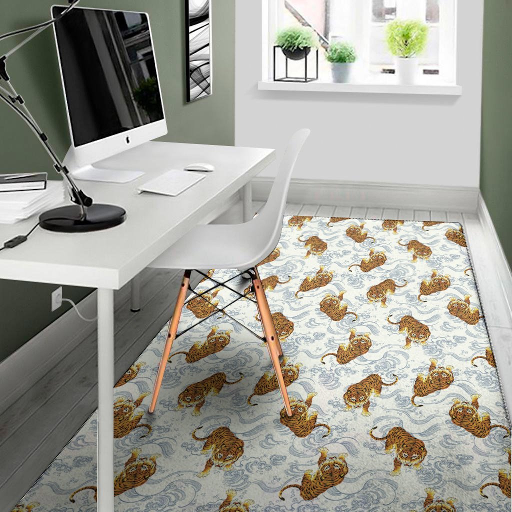 japanese tiger pattern print area rug floor decor 6194