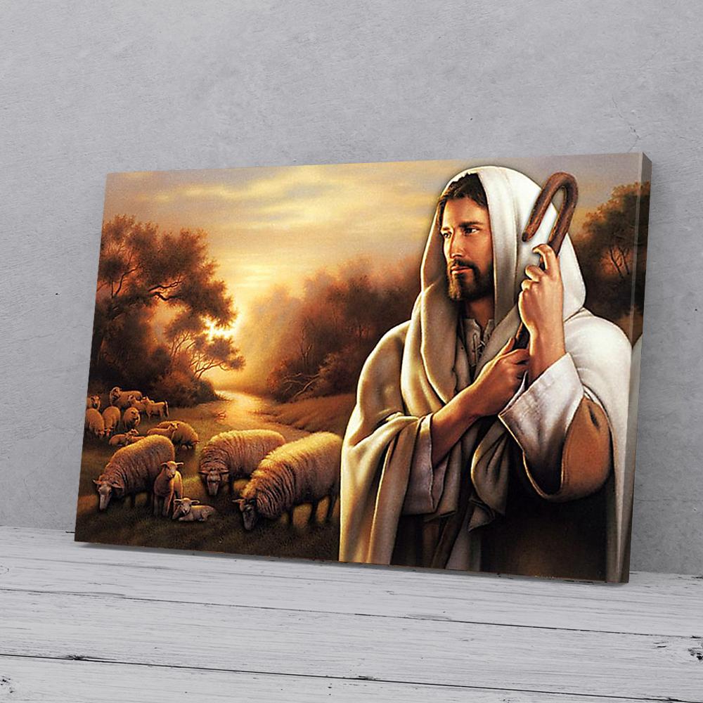 jesus and the sheep canvas prints wall art decor 4299