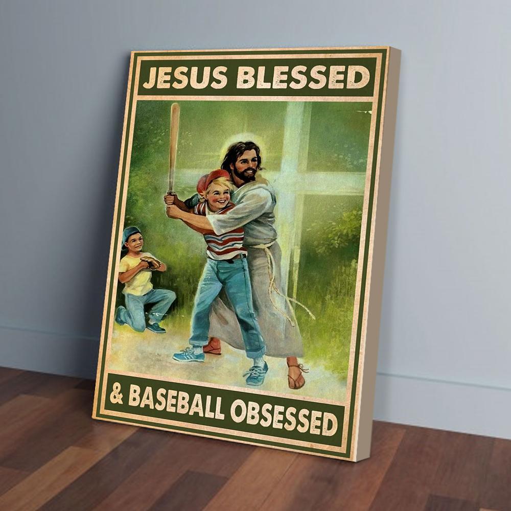 jesus blessed and football canvas prints wall art decor 8622