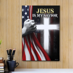 jesus cross american flag canvas prints wall art decor 1916