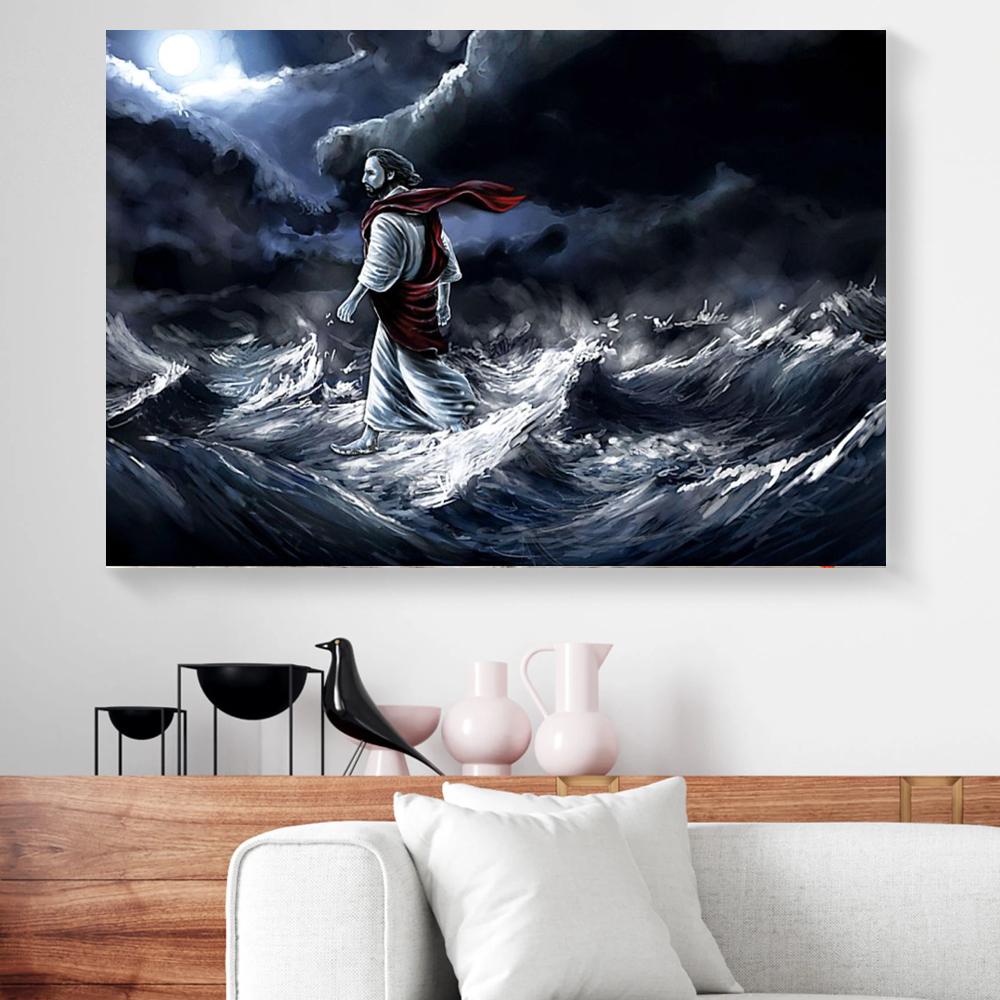 Jesus On Water Lightly Canvas Prints - Wall Art Decor jesus on water lightly canvas prints wall art decor 3281