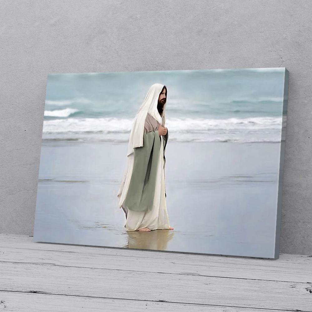 jesus walking on the beach canvas prints wall art decor 6355