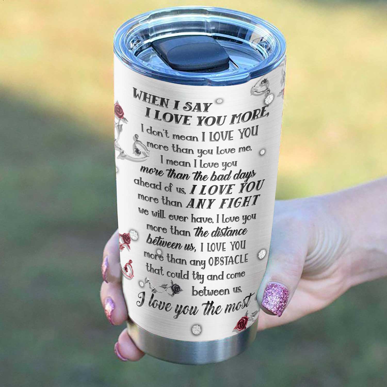 jewelry skull couple love you the most stainless steel tumbler 3495