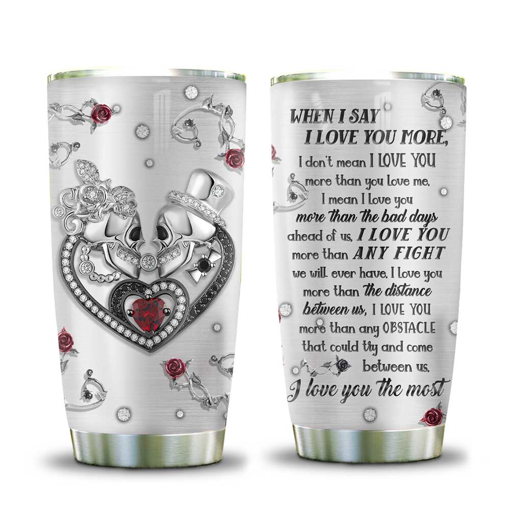 jewelry skull couple love you the most stainless steel tumbler 5632