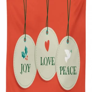joy love and peace 3d printed tablecloth table decor 3899