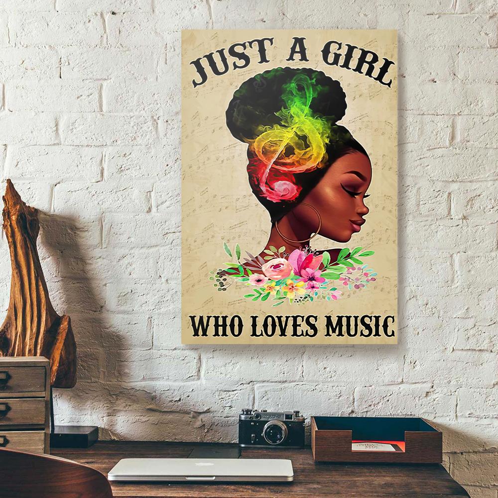 Just A Girl Who Loves Music Black Canvas Prints - Wall Art Decor just a girl who loves music black canvas prints wall art decor 4588