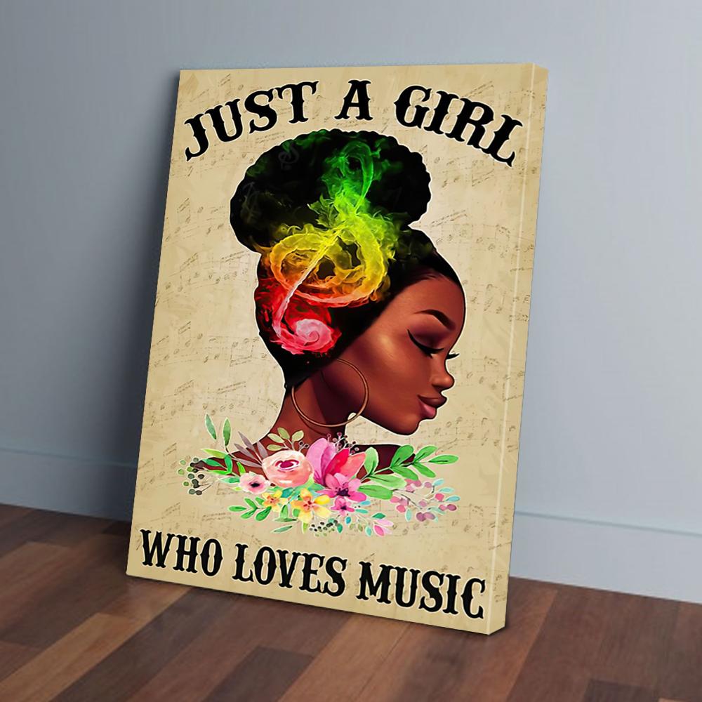 Just A Girl Who Loves Music Black Canvas Prints - Wall Art Decor just a girl who loves music black canvas prints wall art decor 5358