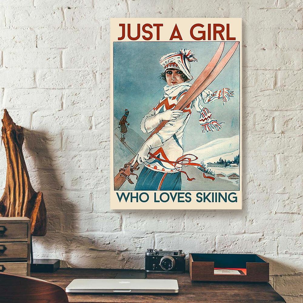 just a girl who loves skiing canvas prints wall art decor 4787