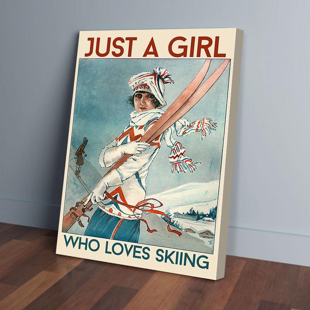 just a girl who loves skiing canvas prints wall art decor 7079