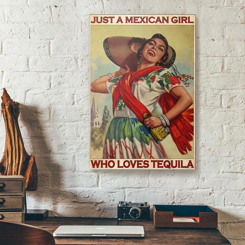 just a mexican girl who loves tequila mexican girl canvas prints wall art decor 8525