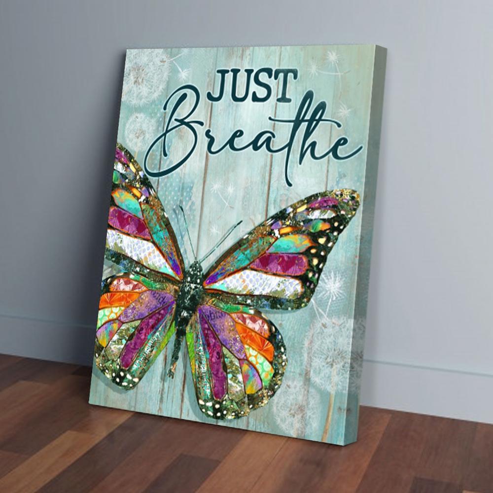 just breathe butterfly canvas prints wall art decor 1493