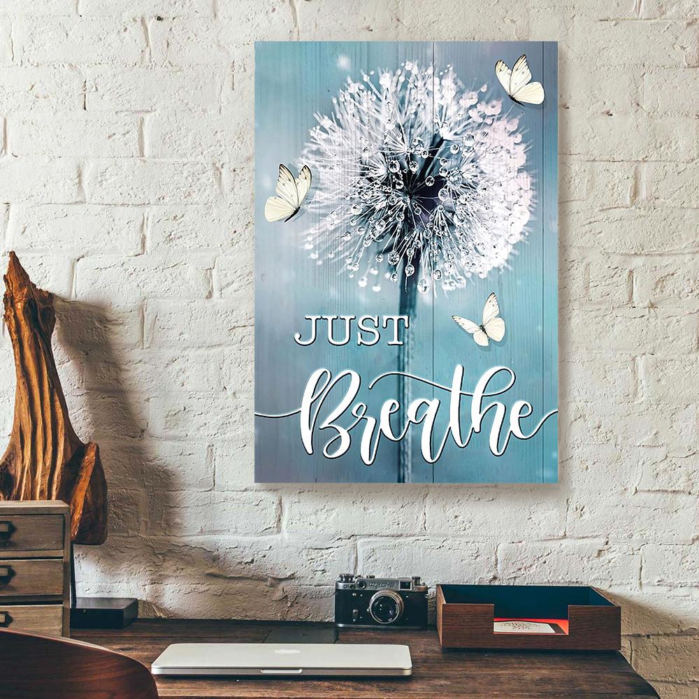 just breathe dandelion butterfly canvas prints wall art decor 3498
