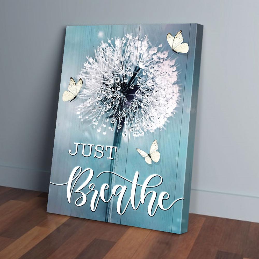just breathe dandelion butterfly canvas prints wall art decor 8568