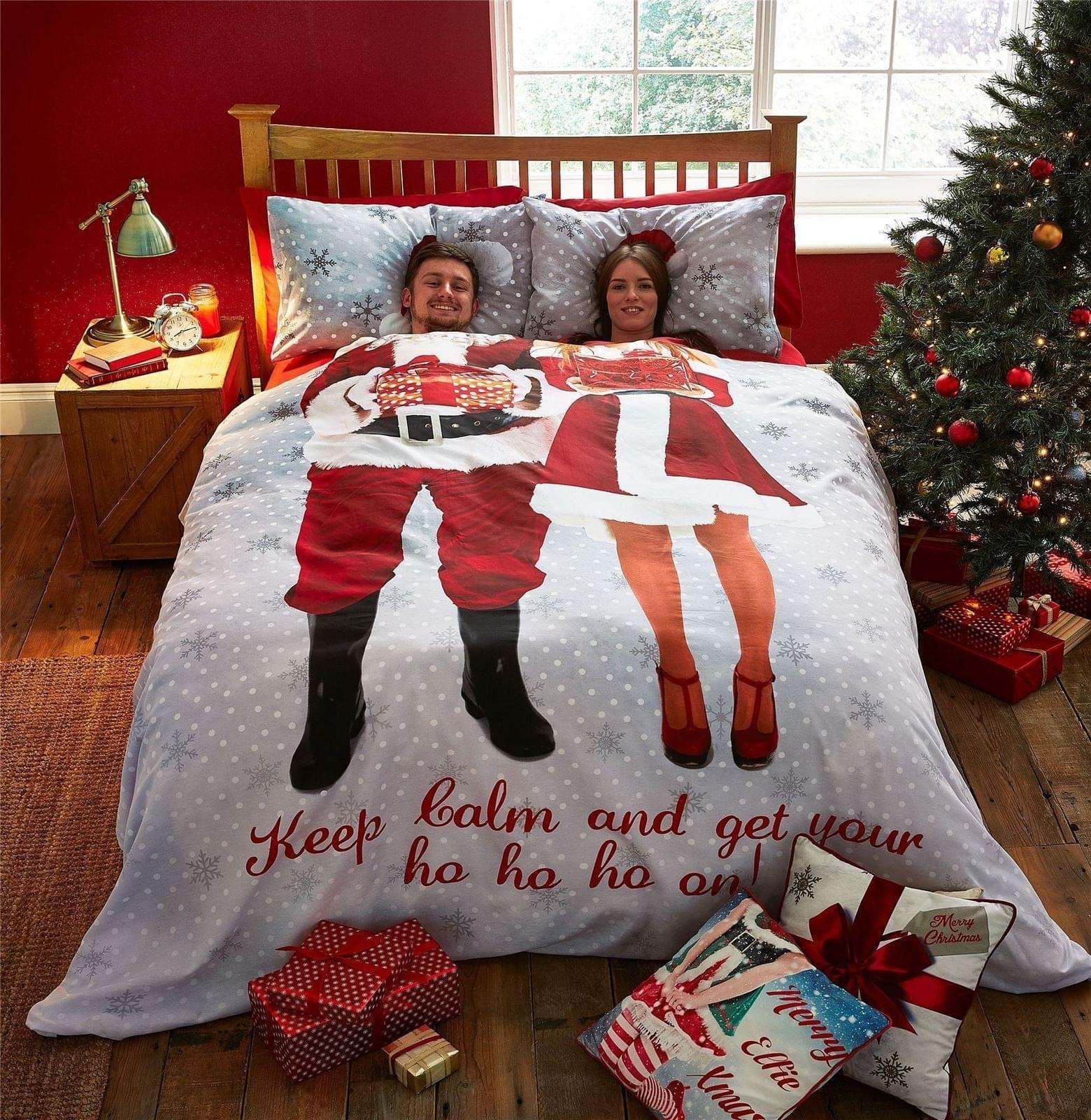 keep calm and get your ho ho funny christmas couple bedding set bedroom decor 2819