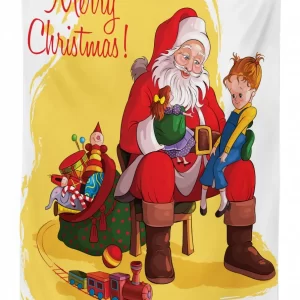 kid and santa gifts 3d printed tablecloth table decor 4295