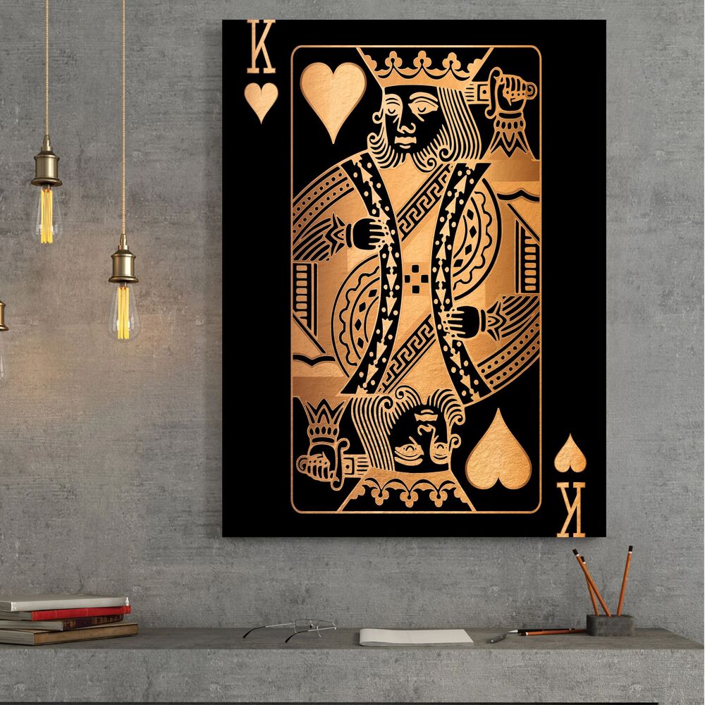 king of hearts gold motivational positive canvas print wall art decor 1341