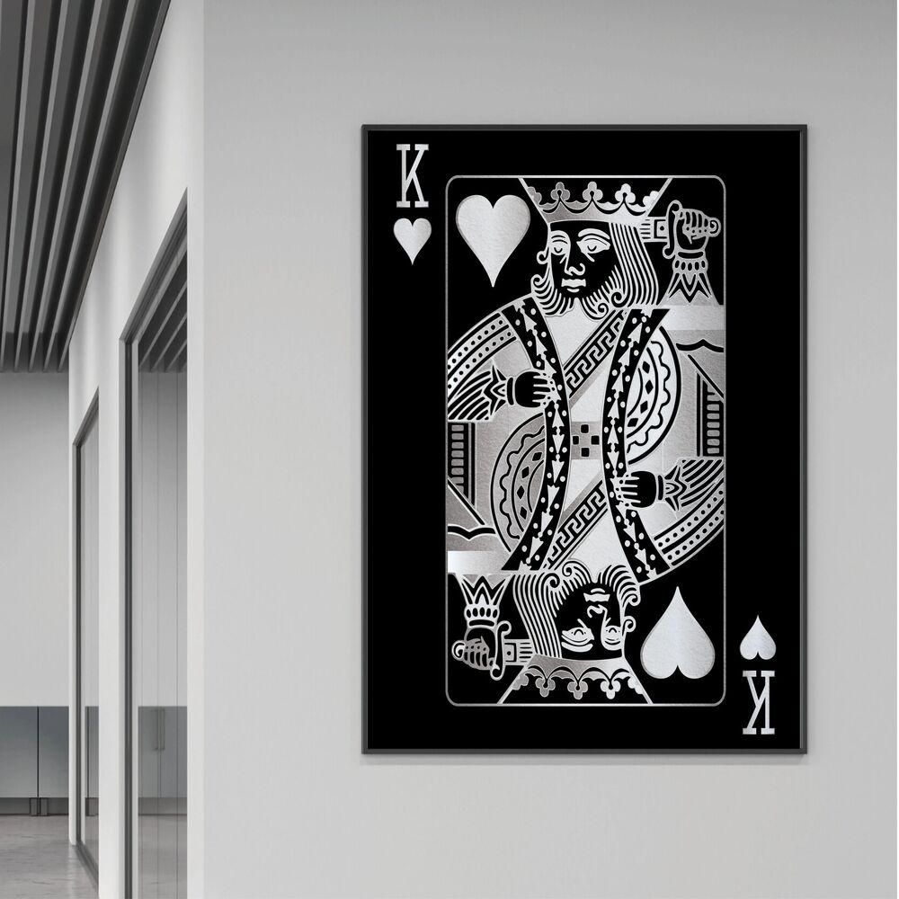King Of Hearts Silver Motivational Positive Canvas Print - Wall Art Decor king of hearts silver motivational positive canvas print wall art decor 4037