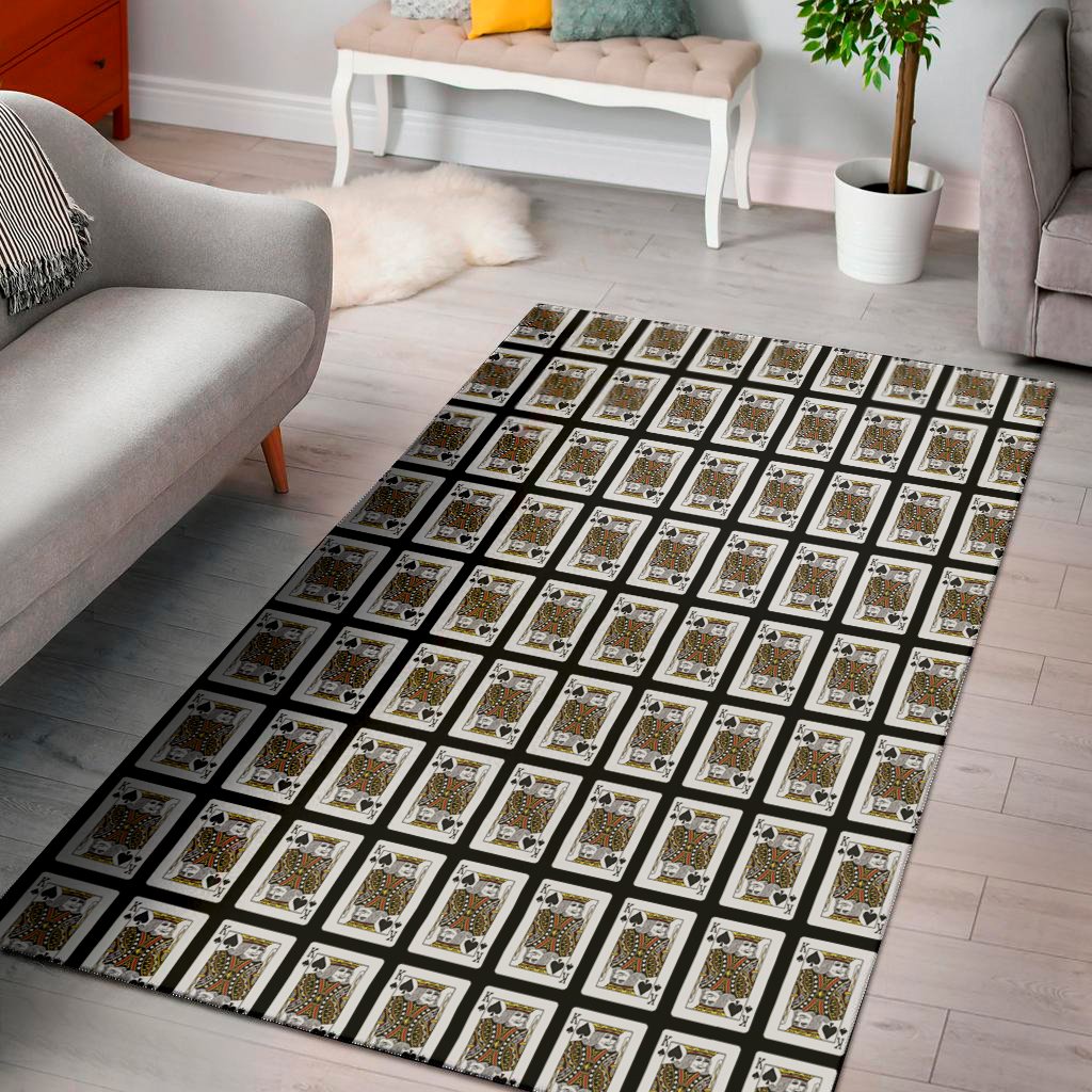 king of spades playing card pattern print area rug floor decor 7462