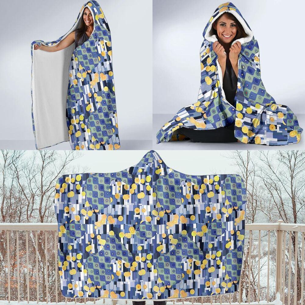 Klimt Pattern Print Hooded Blanket Cloak Blanket klimt pattern print hooded blanket cloak blanket 6168