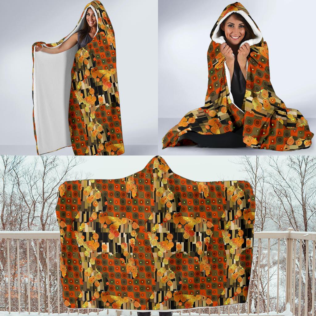 Klimt Print Pattern Hooded Blanket Cloak Blanket klimt print pattern hooded blanket cloak blanket 2800