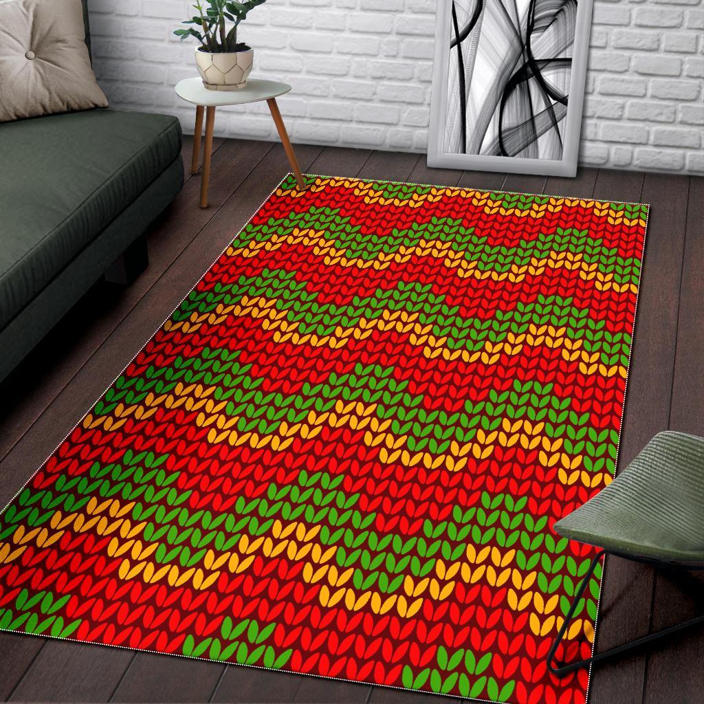 knitted reggae pattern print area rug floor decor 2898