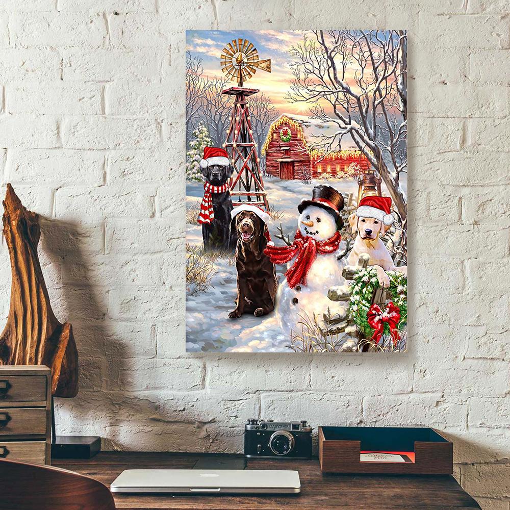 labrador christmas vertical canvas prints wall art decor 3407
