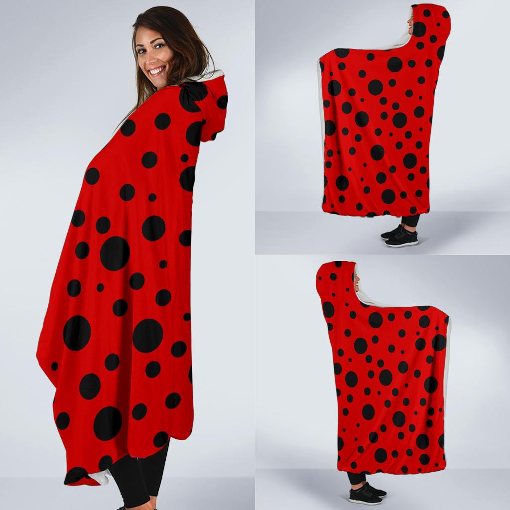 Ladybug Pattern Print Hooded Blanket Cloak Blanket ladybug pattern print hooded blanket cloak blanket 1924