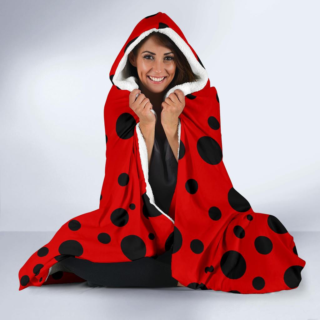 Ladybug Pattern Print Hooded Blanket Cloak Blanket ladybug pattern print hooded blanket cloak blanket 4722