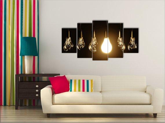 lamp abstract 5 panel canvas art wall decor 3354