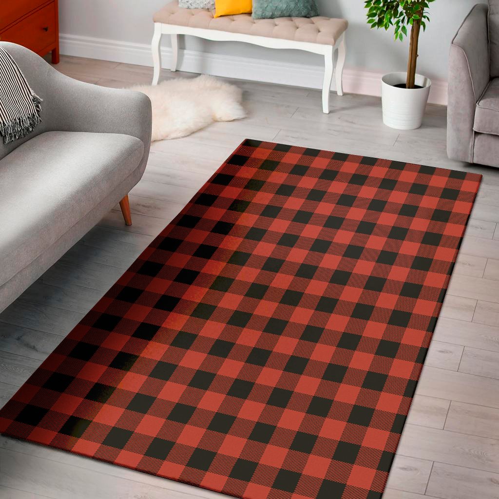 lava orange buffalo check pattern print area rug floor decor 8515
