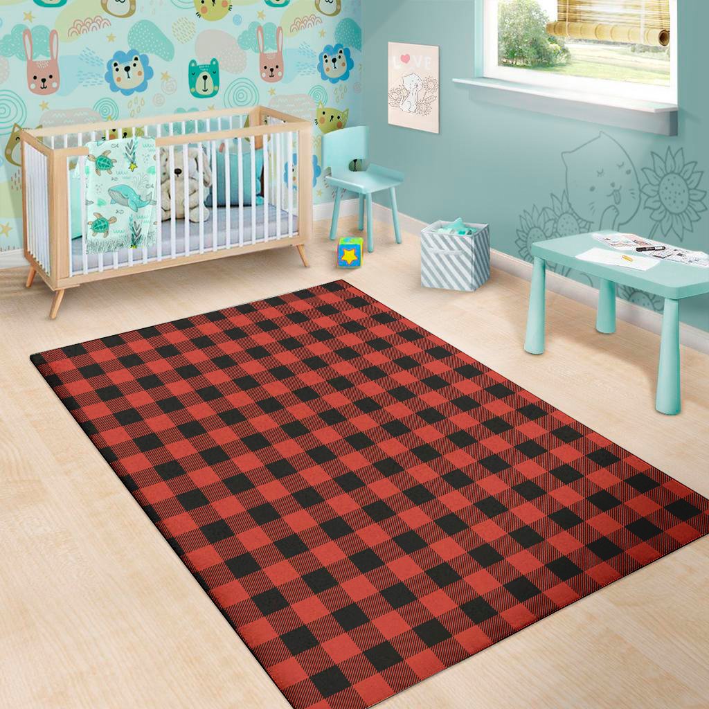 lava orange buffalo check pattern print area rug floor decor 8770