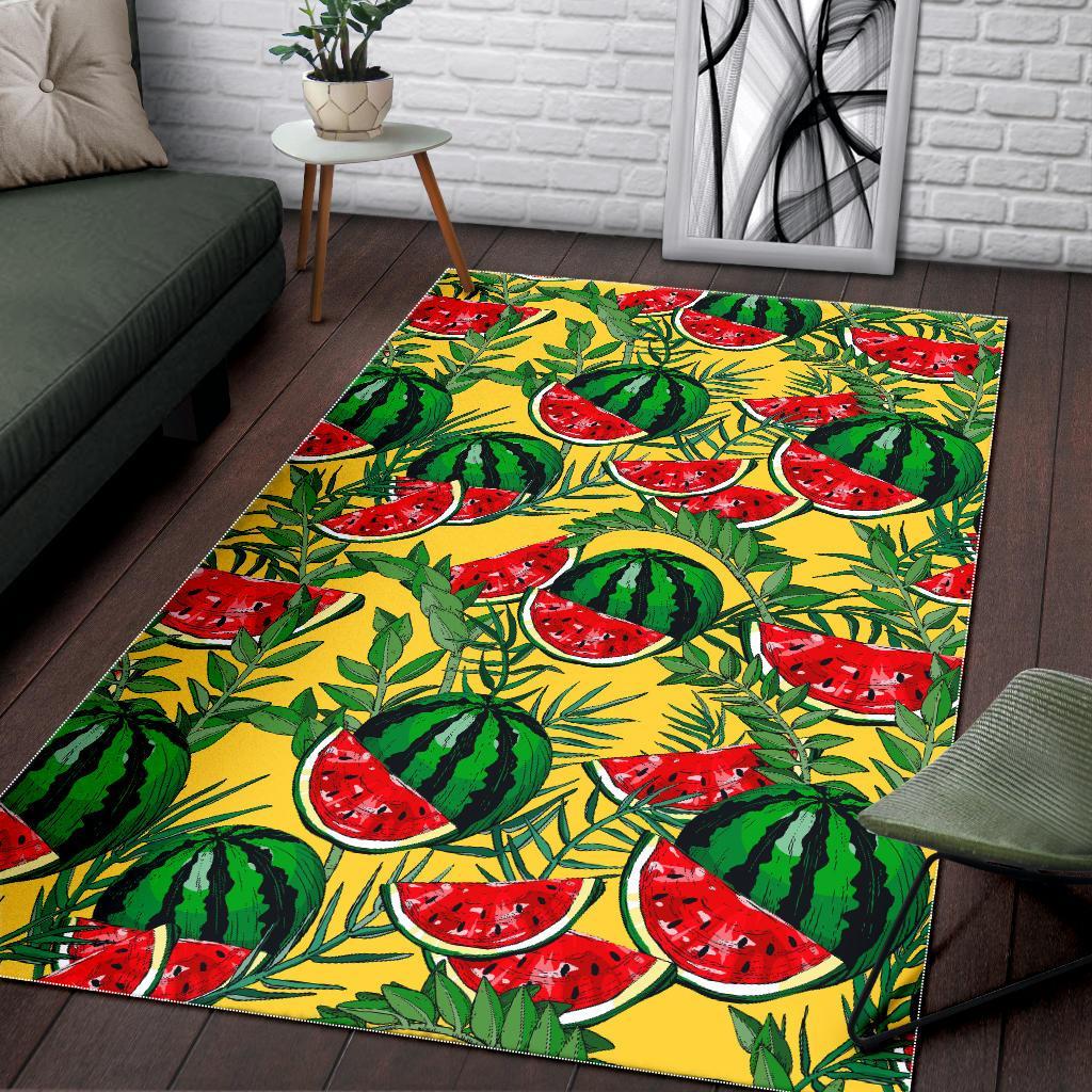leaf watermelon pieces pattern print area rug floor decor 5902