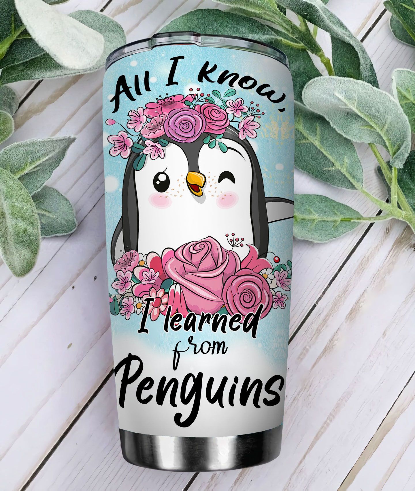 learned from penguins stainless steel tumbler 1007