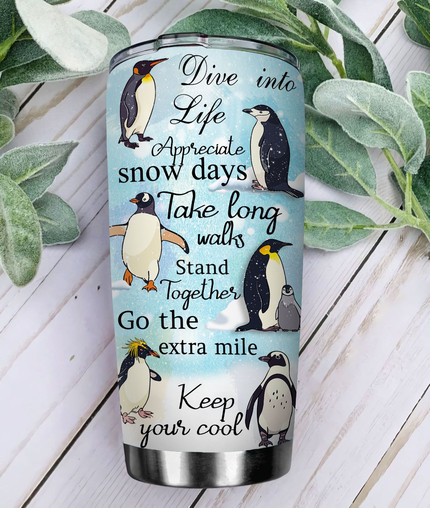 learned from penguins stainless steel tumbler 4161