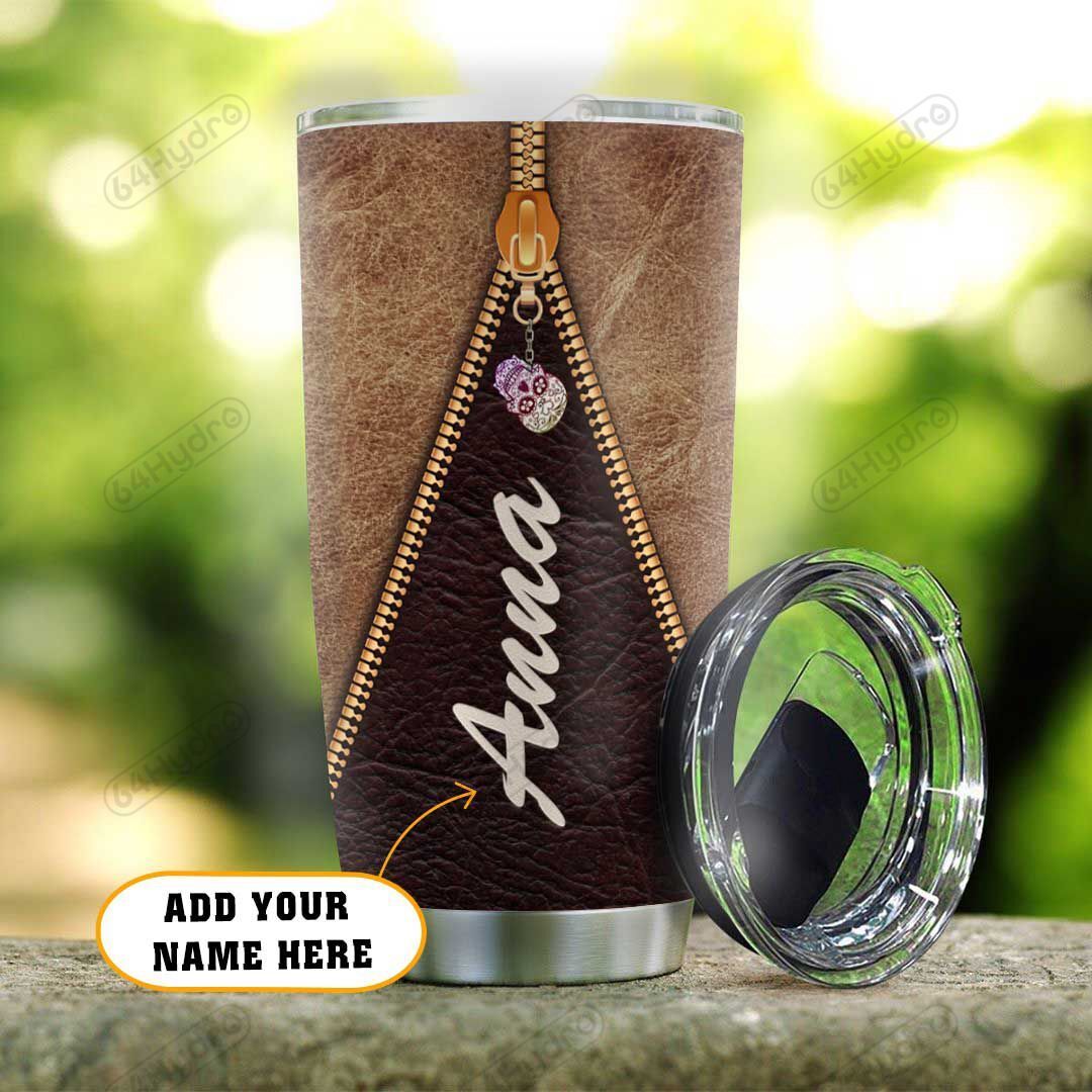 Leather Style Skull Flower Personalized Stainless Steel Tumbler leather style skull flower personalized stainless steel tumbler 2789