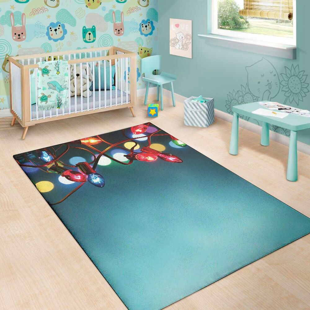 LED Christmas String Lights Print Area Rug Floor Decor led christmas string lights print area rug floor decor 3226