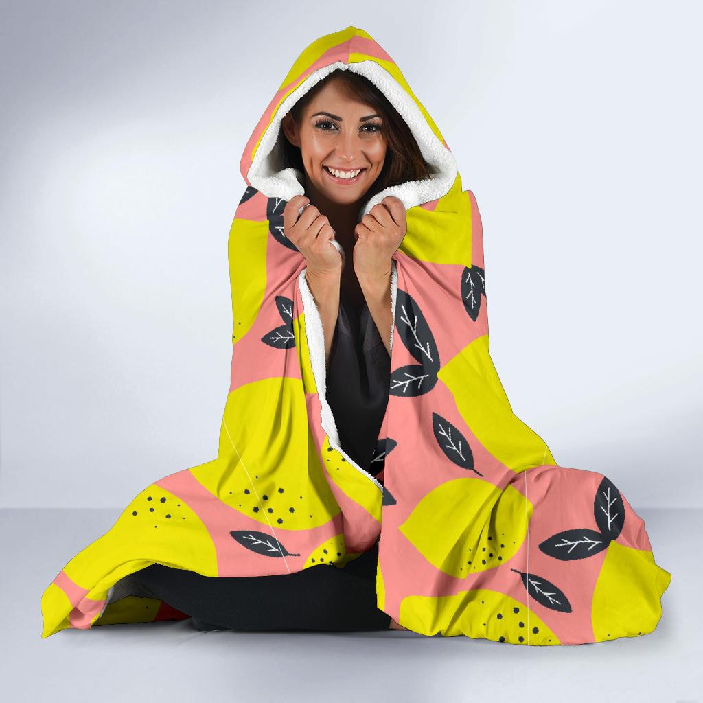 Lemon Print Pattern Hooded Blanket Cloak Blanket lemon print pattern hooded blanket cloak blanket 1503
