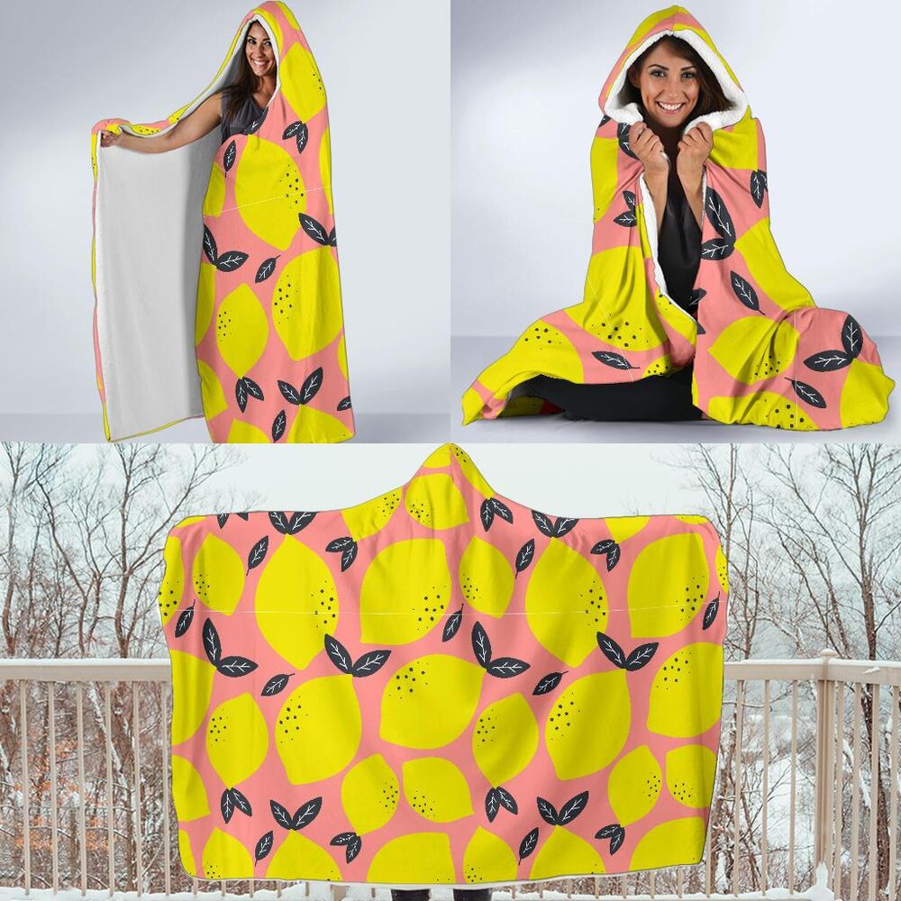 Lemon Print Pattern Hooded Blanket Cloak Blanket lemon print pattern hooded blanket cloak blanket 5714