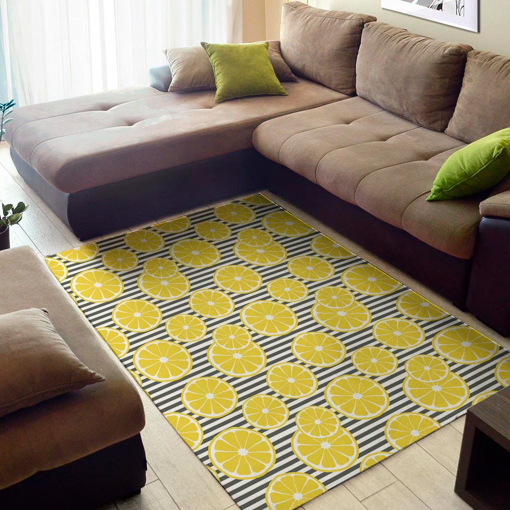 lemon striped pattern print area rug floor decor 1288