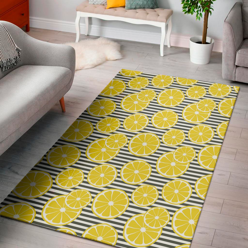 lemon striped pattern print area rug floor decor 2719