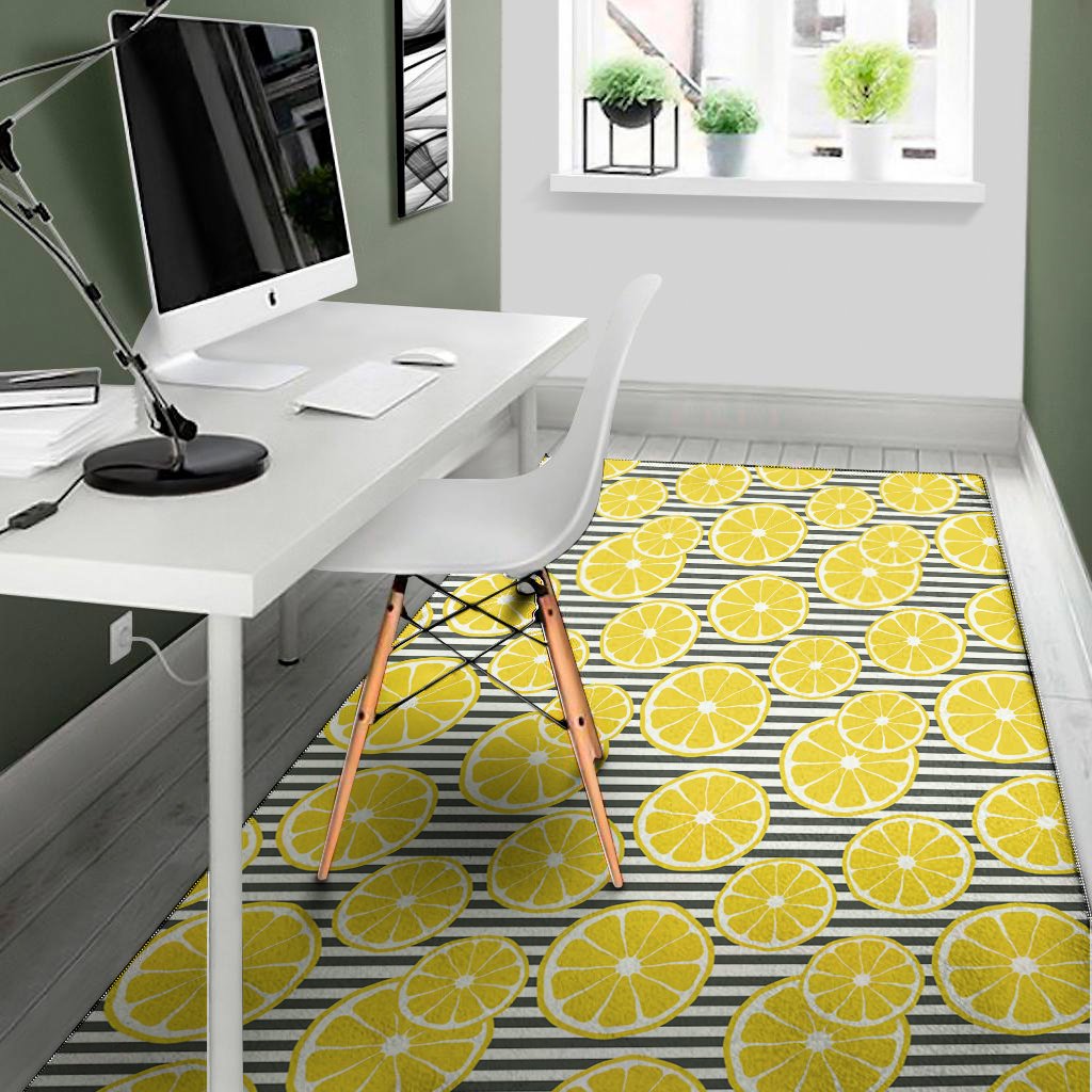 lemon striped pattern print area rug floor decor 3701
