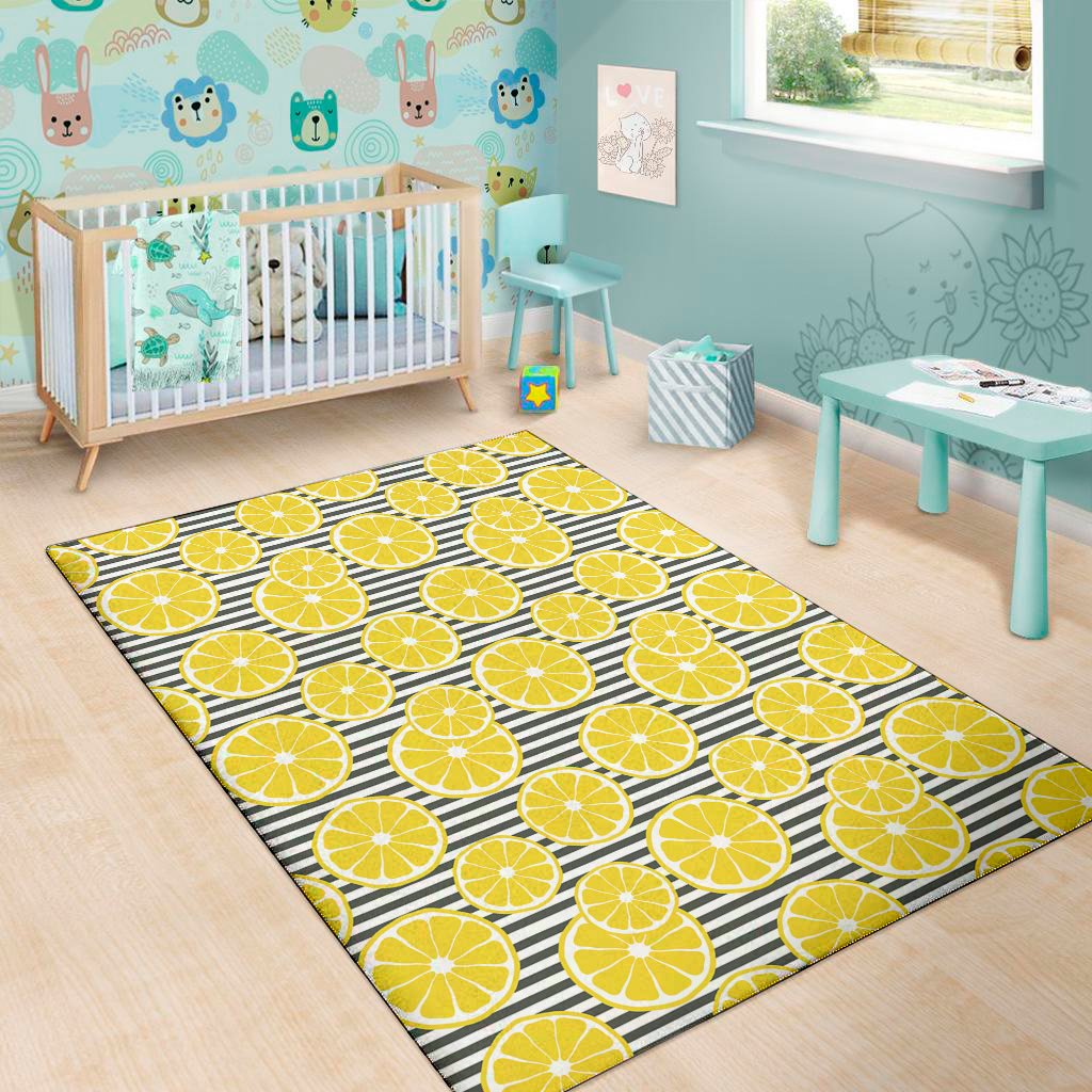 lemon striped pattern print area rug floor decor 7432