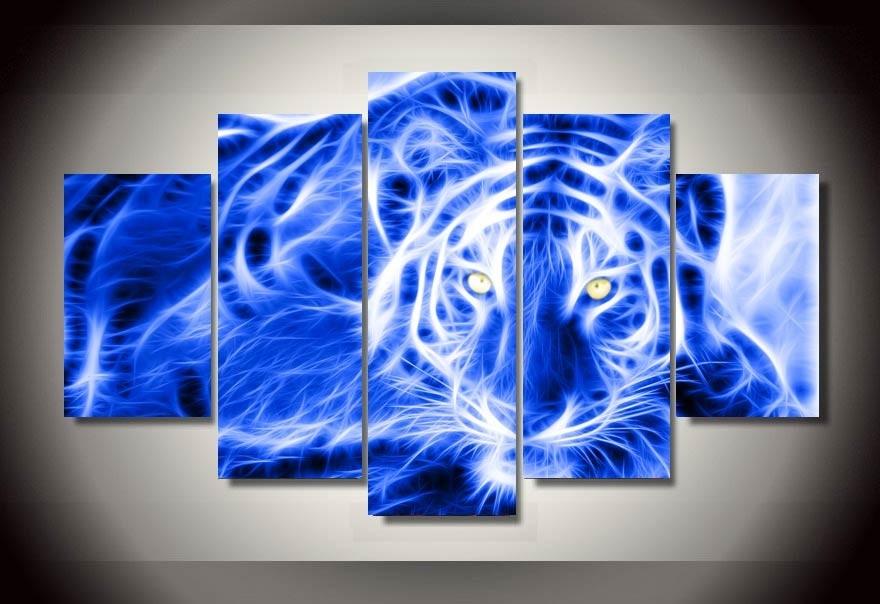 leopard landscape group abstract 5 panel canvas art wall decor 4046