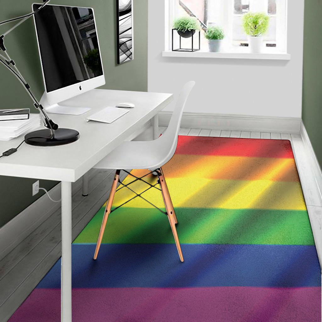 lgbt pride rainbow flag print area rug floor decor 4353