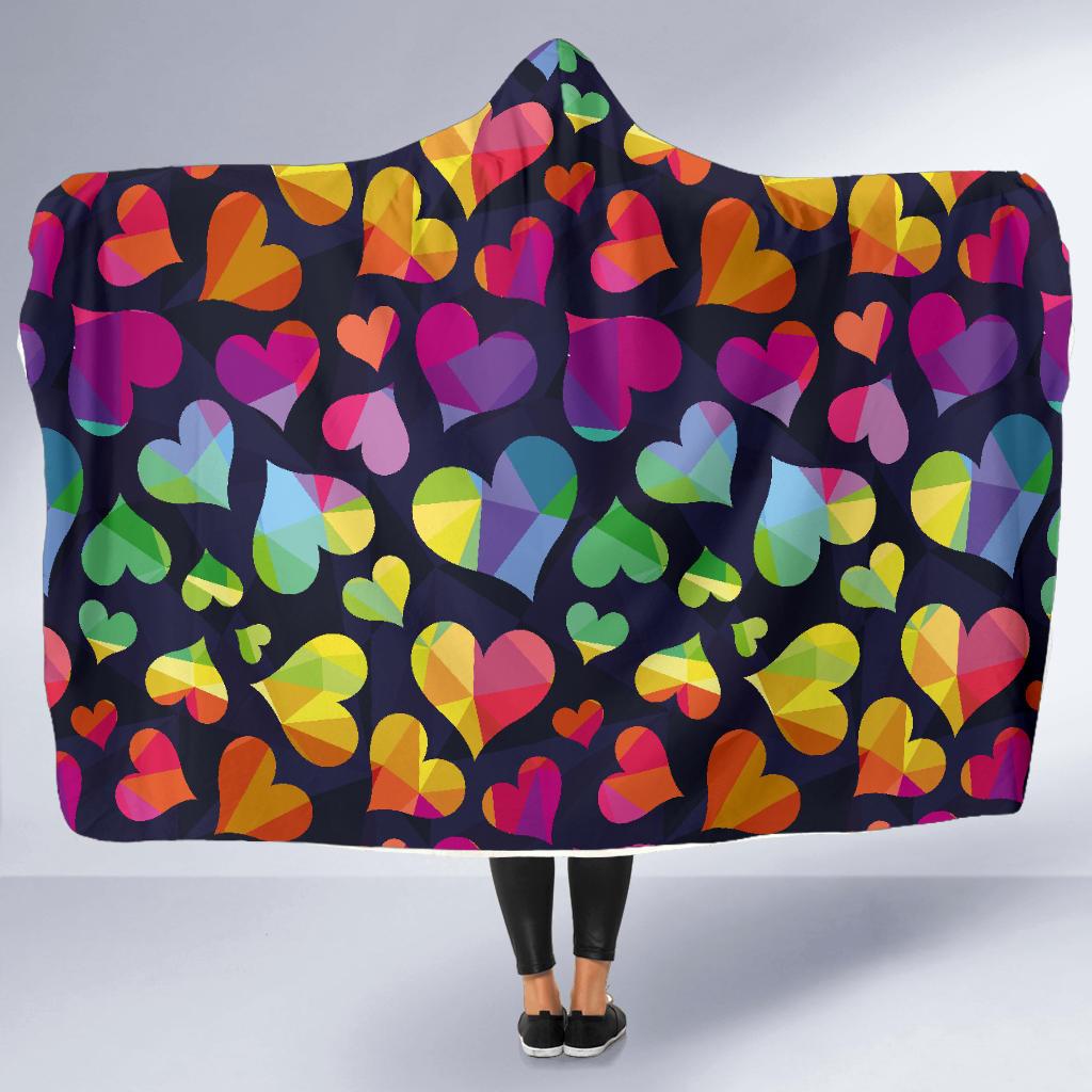 Lgbt Rainbow Heart Patterm Print Hooded Blanket Cloak Blanket lgbt rainbow heart patterm print hooded blanket cloak blanket 5781
