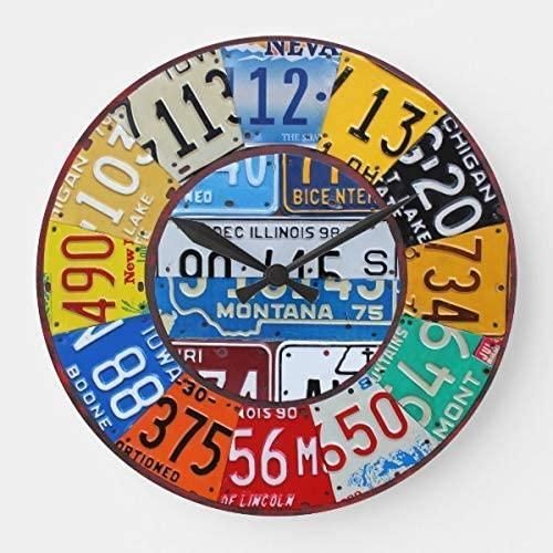 license plate clock vintage numbers car tag art printed wall clock 3849