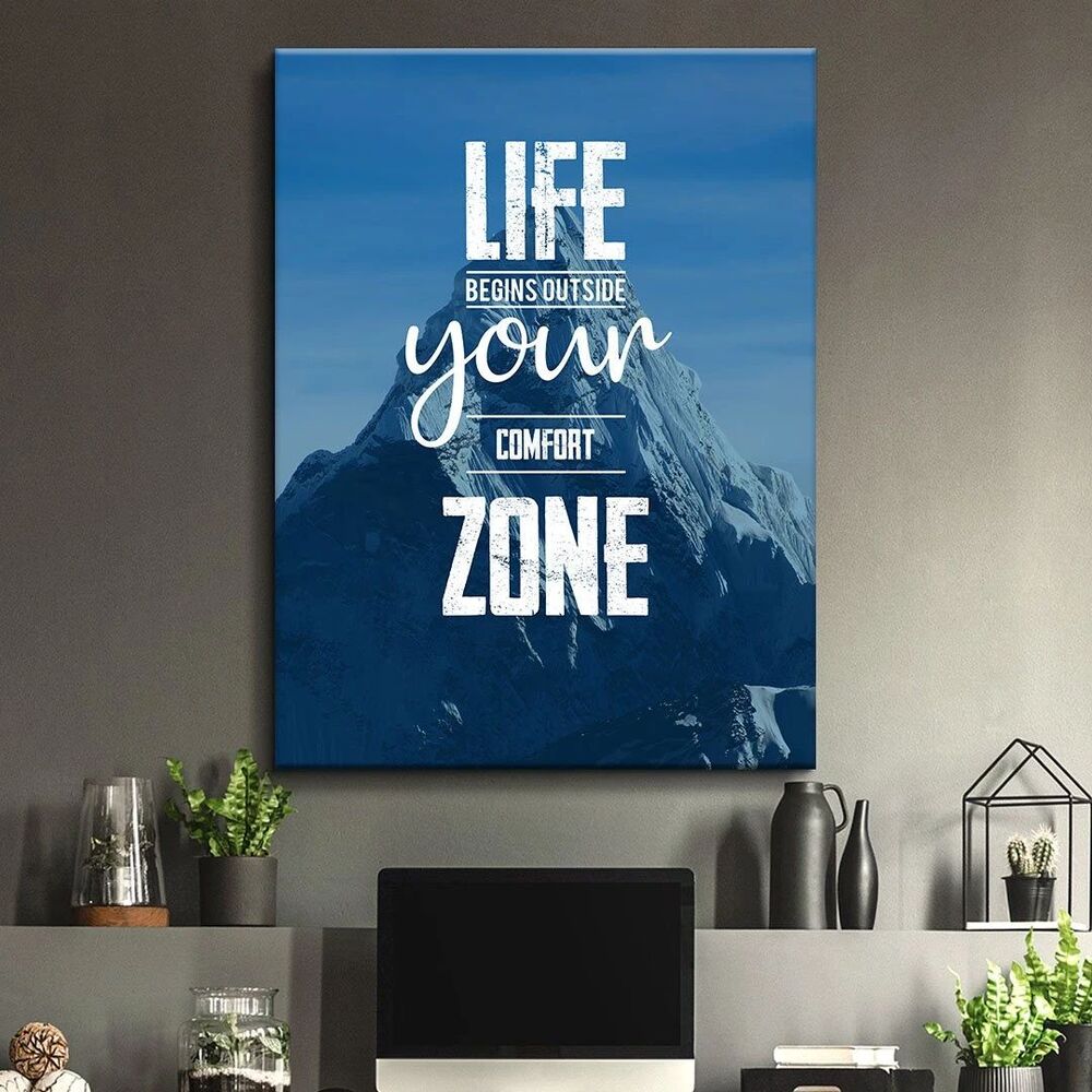 Life Begins Outside Your Comfort Zone Motivational Positive Canvas Print - Wall Art Decor life begins outside your comfort zone motivational positive canvas print wall art decor 1571