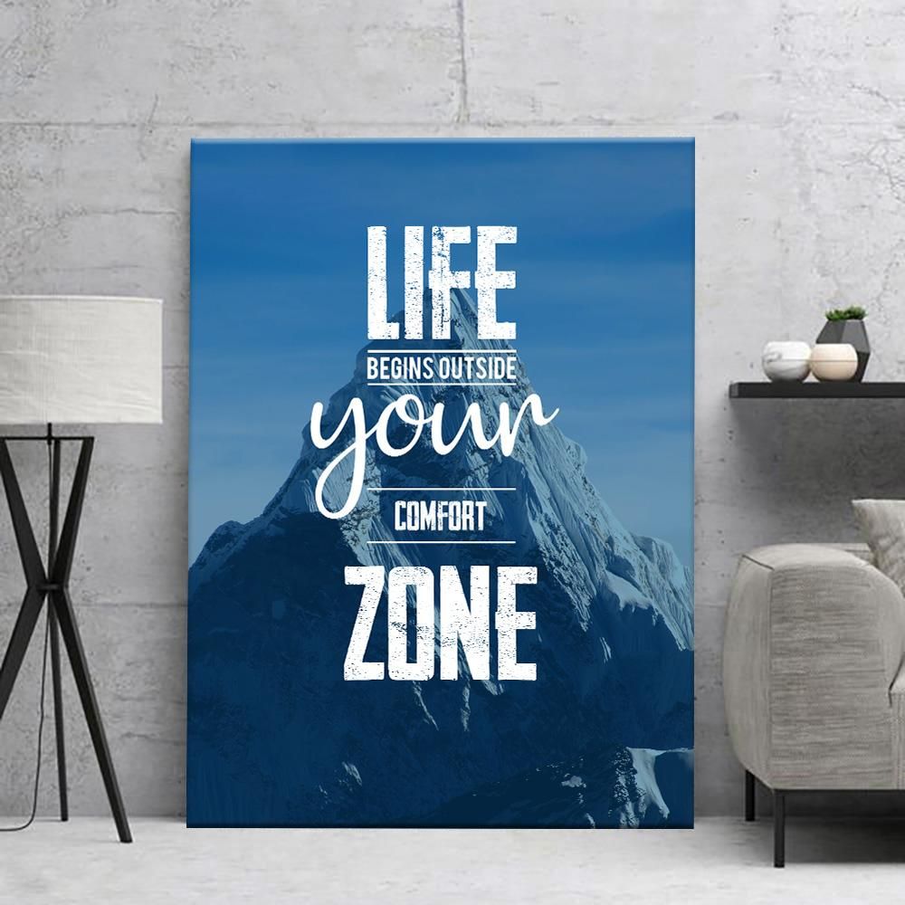 Life Begins Outside Your Comfort Zone Motivational Positive Canvas Print - Wall Art Decor life begins outside your comfort zone motivational positive canvas print wall art decor 6228