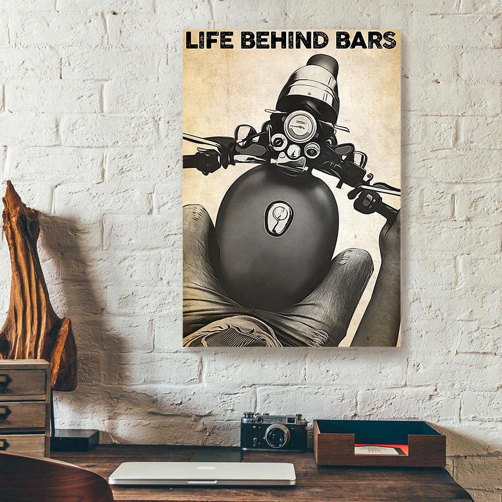life behind bars biker canvas prints wall art decor 7761