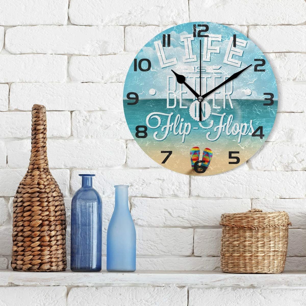 life is better in flip flops seascape printed wall clock 8720